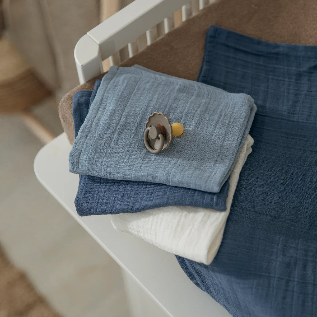 Lange bébé mousseline bleu indigo naturel – lot de 3 MEYCO BABY