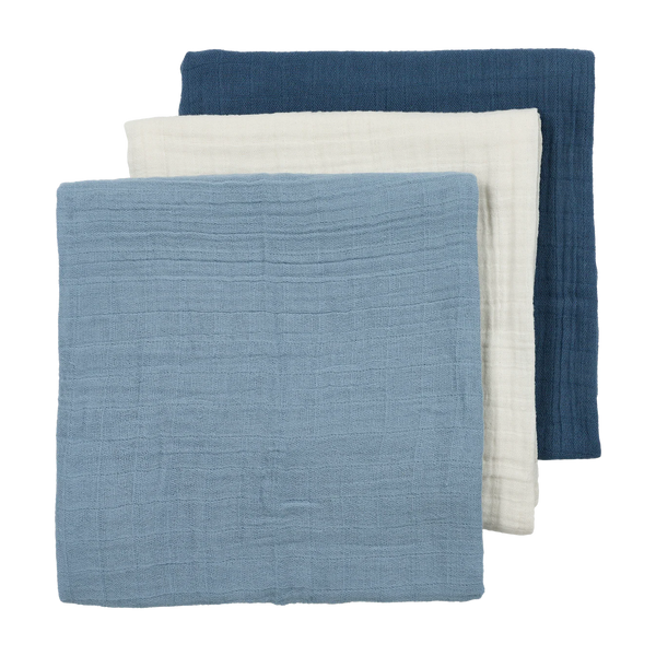 Lange bébé mousseline bleu indigo naturel – lot de 3 MEYCO BABY