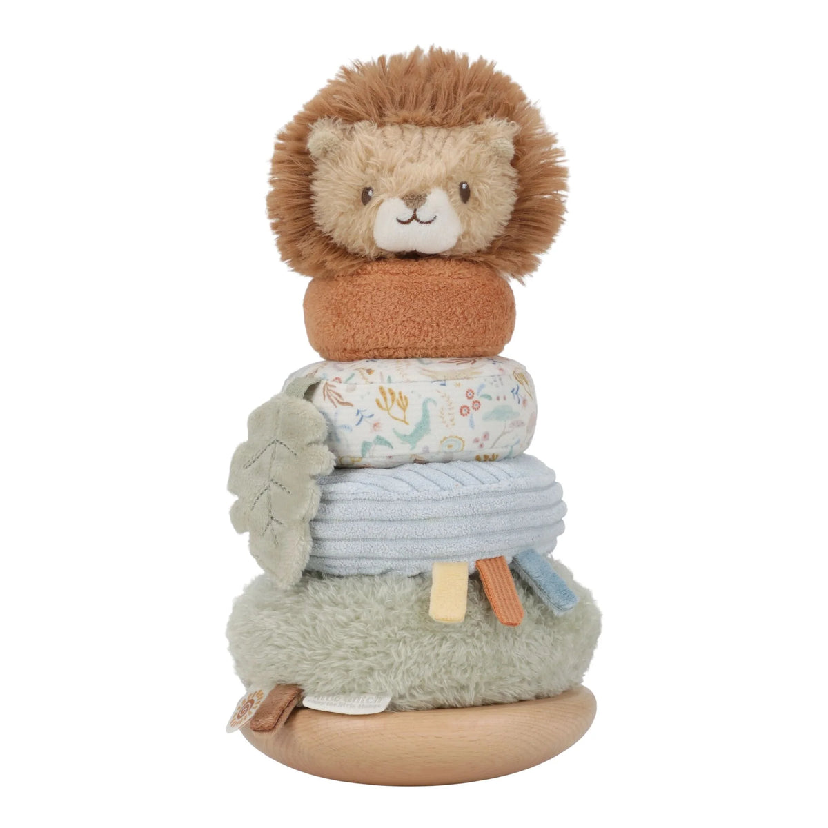 Lion à empiler Safari Friends avec anneaux en peluche et base en bois. Un jouet d’éveil idéal dès 12 mois. LITTLE DUTCH