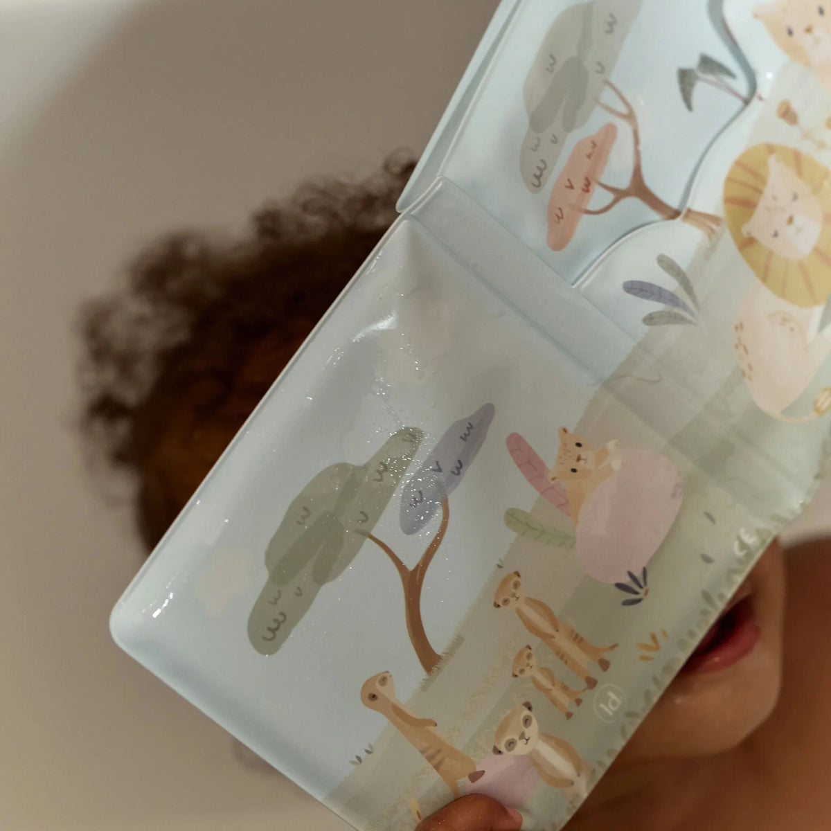 Livre de bain Safari Friends sonore : le jouet idéal pour éveiller bébé et rendre le bain amusant dès 6 mois. LITTLE DUTCH
