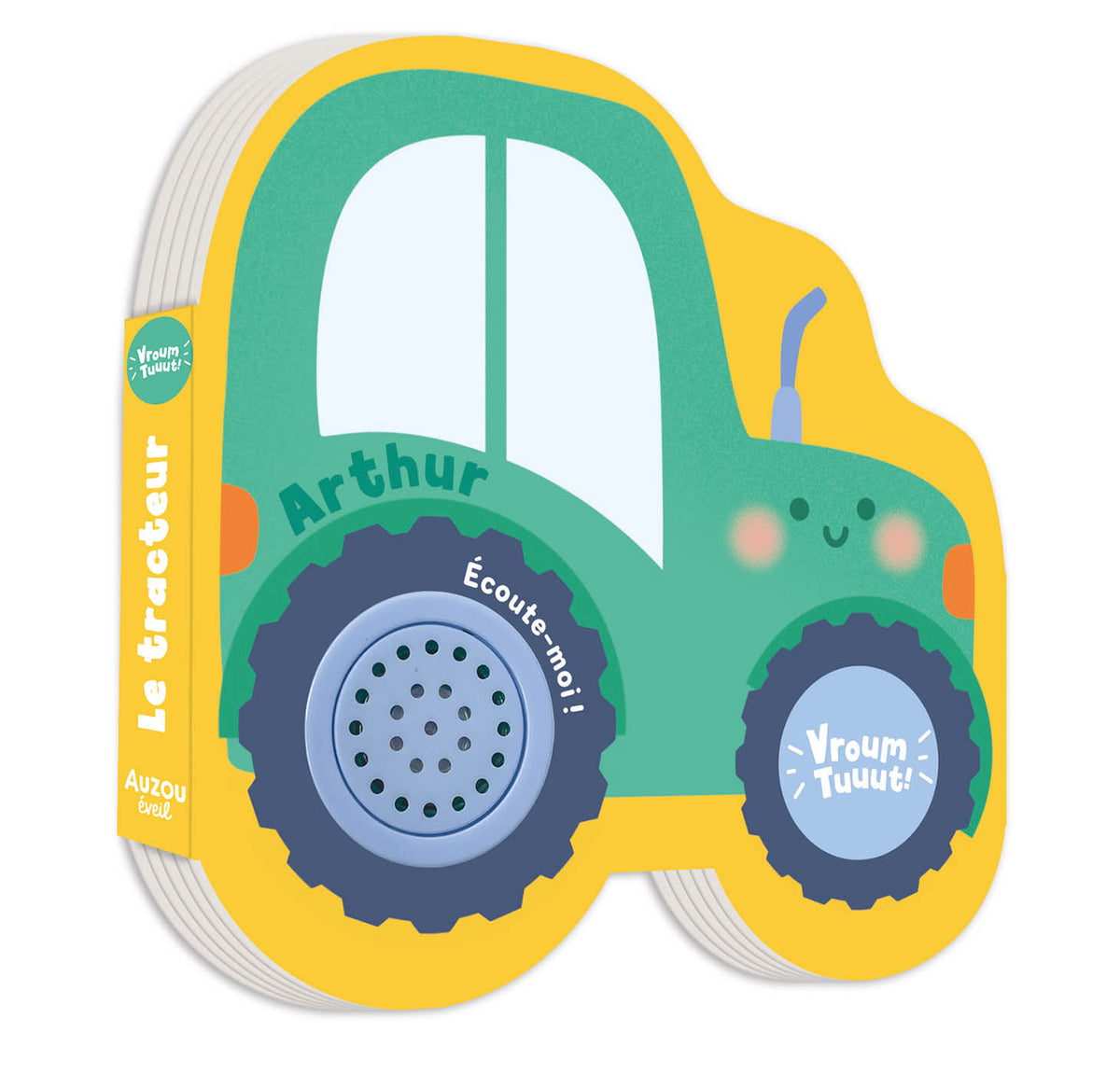 Arthur le Tracteur est un livre sonore en forme de tracteur qui invite les tout-petits à suivre les aventures d'un sympathique héros tout en découvrant le véritable bruit du tracteur. Une lecture interactive idéale pour éveiller les sens et partager un moment de complicité.Livre sonore bébé en forme de tracteur avec véritable bruit de tracteur pour éveiller la curiosité, l'écoute et la motricité des tout-petits.