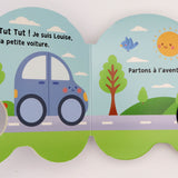 Louise la Voiture est un livre sonore en forme de voiture qui invite les tout-petits à suivre les aventures d'une petite héroïne attachante tout en découvrant le véritable bruit d'une voiture. Une lecture interactive idéale pour éveiller les sens et partager un moment de complicité.Livre sonore bébé en forme de voiture avec véritable bruit de voiture pour éveiller la curiosité, l'écoute et la motricité des tout-petits.