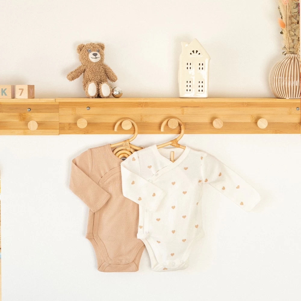 Lot de 2 bodies bébé Cœurs – Marron glacé & écru TROIS KILOS SEPT