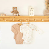 Lot de 2 bodies bébé Cœurs – Marron glacé & écru TROIS KILOS SEPT