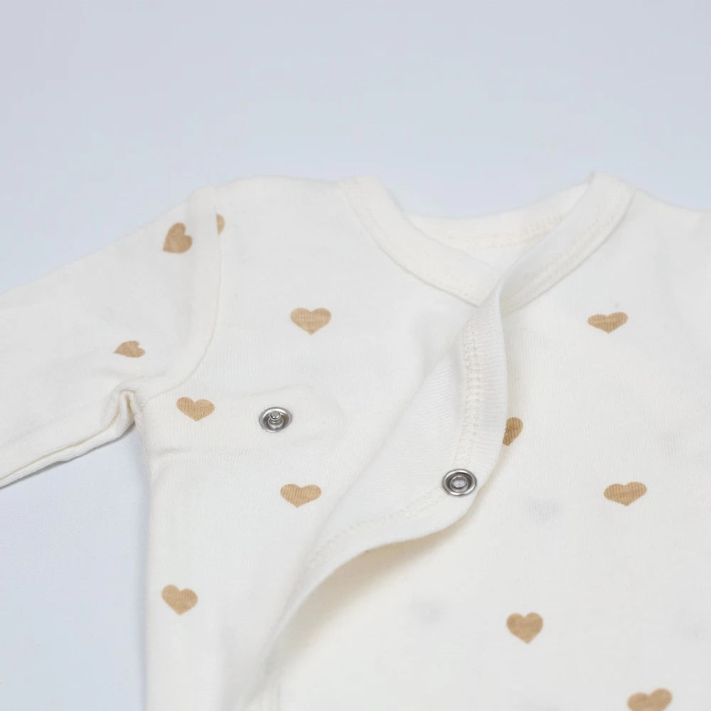 Lot de 2 bodies bébé Cœurs – Marron glacé & écru TROIS KILOS SEPT