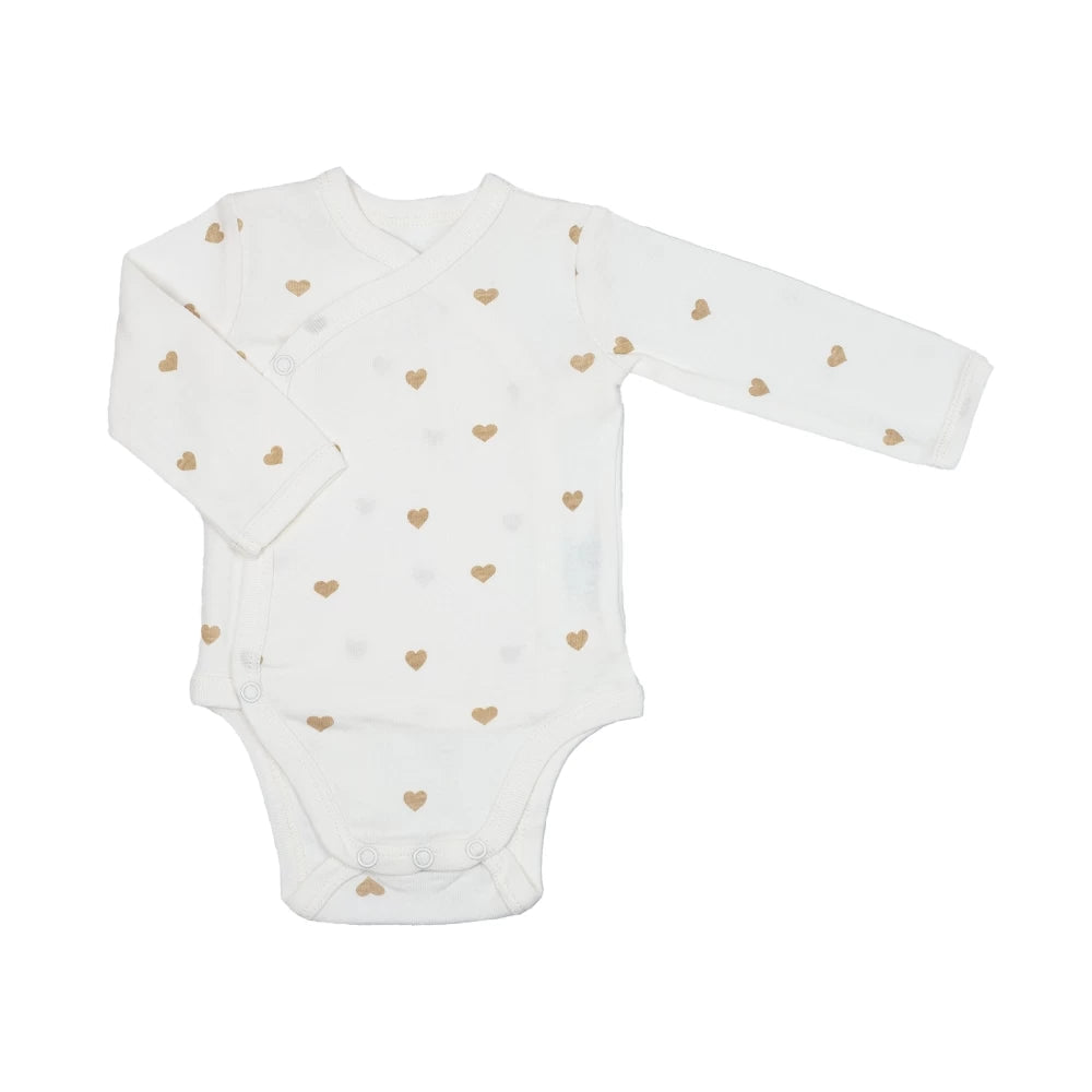 Lot de 2 bodies bébé Cœurs – Marron glacé & écru TROIS KILOS SEPT