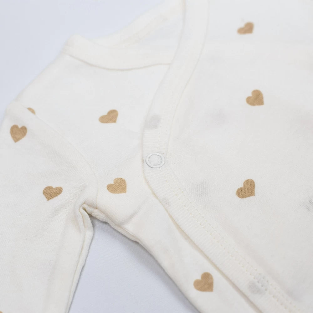 Lot de 2 bodies bébé Cœurs – Marron glacé & écru TROIS KILOS SEPT