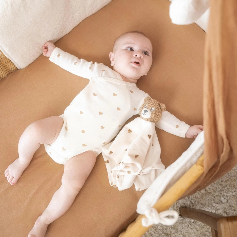 Lot de 2 bodies bébé Cœurs – Marron glacé & écru TROIS KILOS SEPT