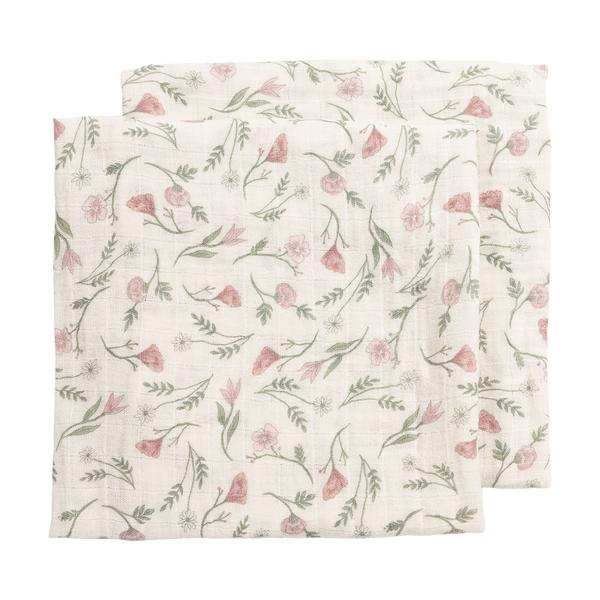 Lot de 2 langes fleuris en mousseline 120 x 120 cm - Meyco Baby MEYCO BABY