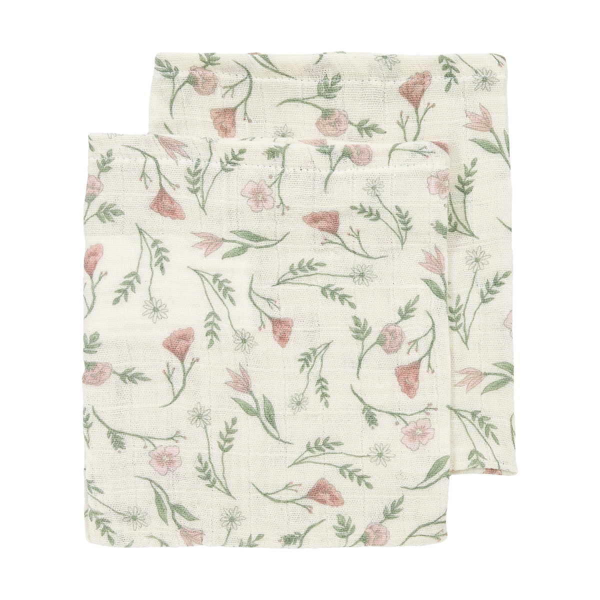 Lot de 2 langes fleuris en mousseline 120 x 120 cm - Meyco Baby MEYCO BABY