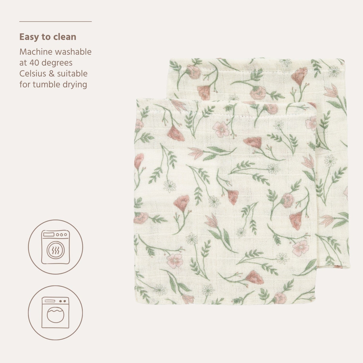 Lot de 2 langes fleuris en mousseline 120 x 120 cm - Meyco Baby MEYCO BABY