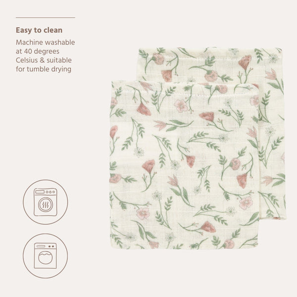 Lot de 2 langes fleuris en mousseline 120 x 120 cm - Meyco Baby MEYCO BABY