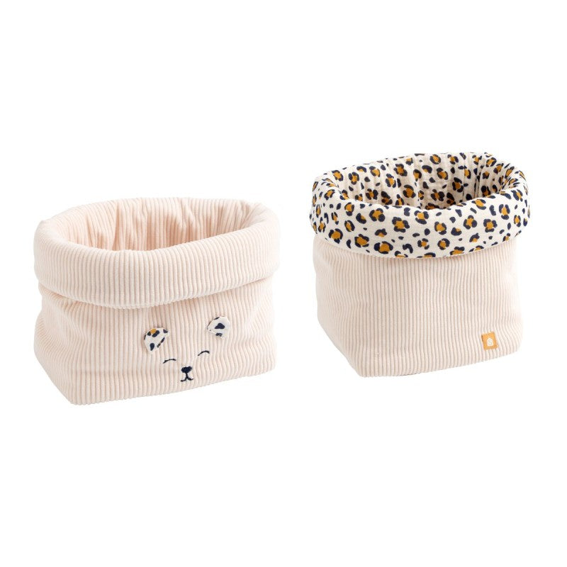 Lot de 2 panières de rangement en velours côtelé Léopard - Sauthon JOLLEIN