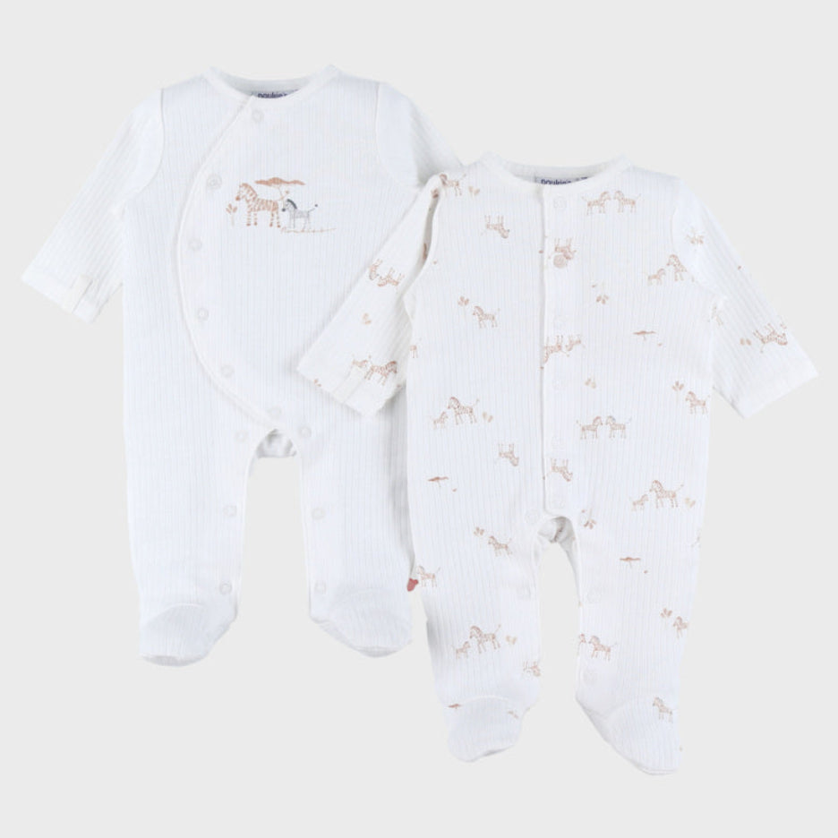 Lot de 2 pyjamas bébé en jersey – Mini Zèbres NOUKIES