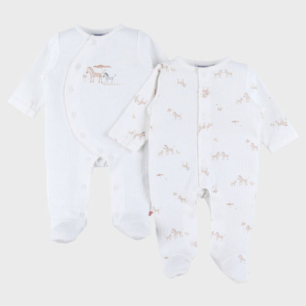 Lot de 2 pyjamas bébé en jersey – Mini Zèbres NOUKIES