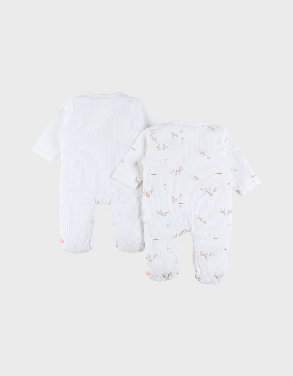 Lot de 2 pyjamas bébé en jersey – Mini Zèbres NOUKIES