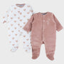 Lot de 2 pyjamas bébé en velours – Petits Cœurs & Rose NOUKIES