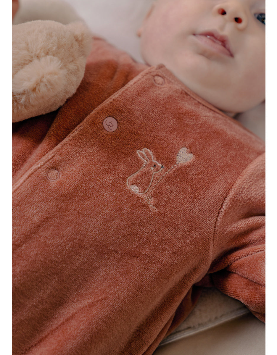 Lot de 2 pyjamas bébé en velours – Petits Cœurs & Rose NOUKIES