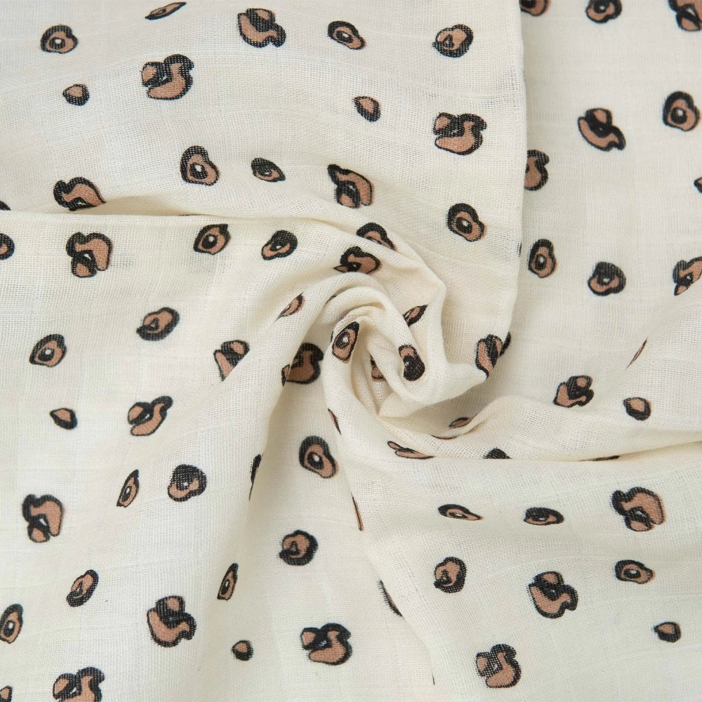 Lot de 3 langes bébé en mousseline – Léopard & beige – 70 × 70 cm TROIS KILOS SEPT