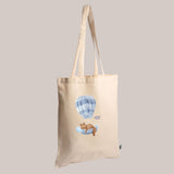 Tote bag écureuil sur montgolfière en coton biologique GMLB