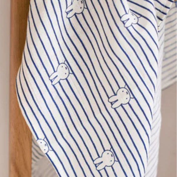 1 - Lange Gaze de Coton Small 70x70cm Miffy Stripe - Navy