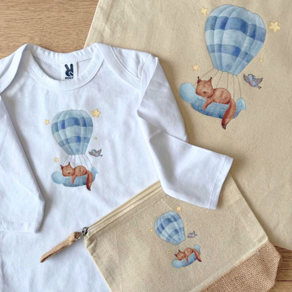 Bodie bébé 9 mois écureuil sur montgolfière GMLB