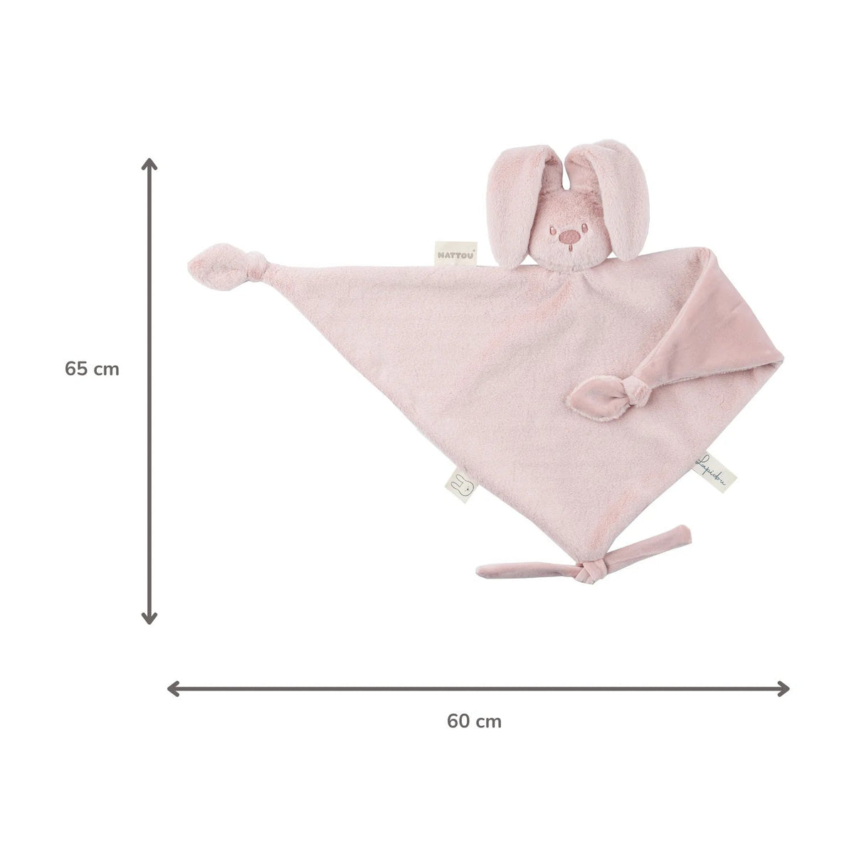 Maxi doudou bébé lapin rose poudré – doudou naissance 65 cm NATTOU