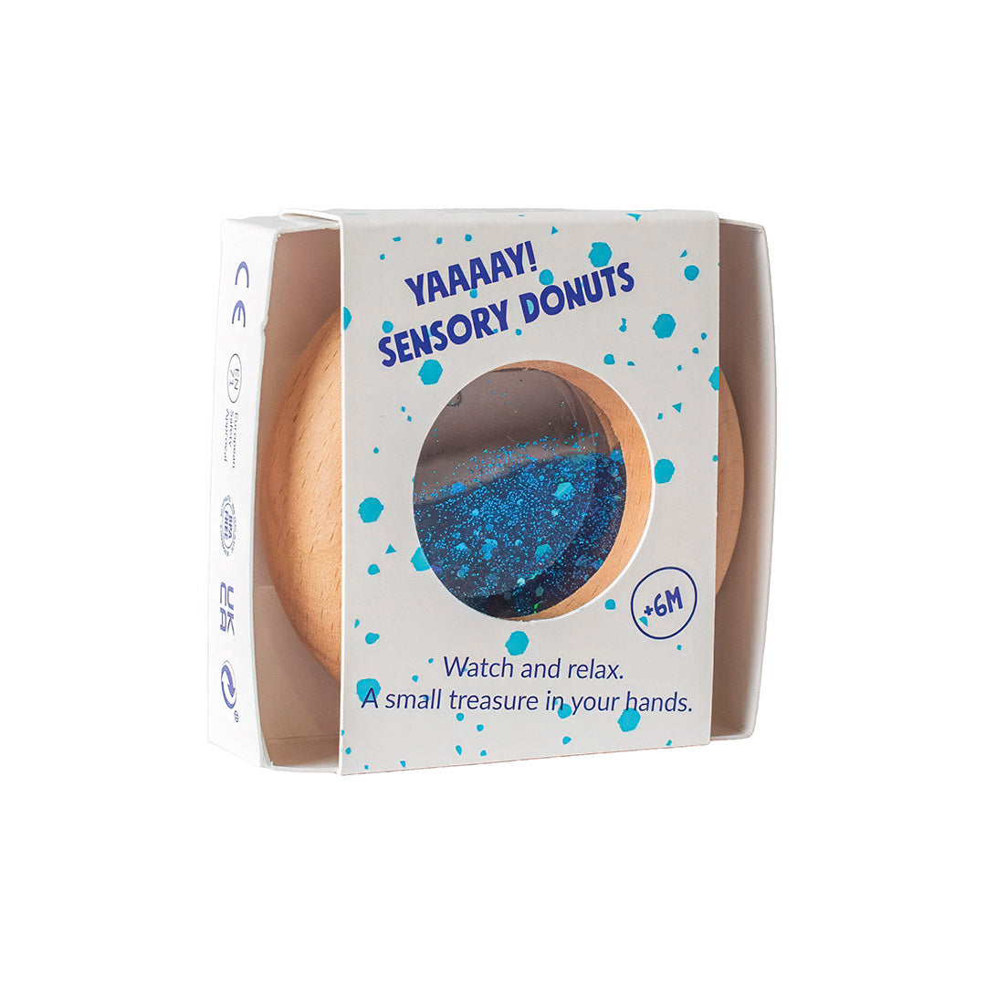 Donut jouet d’éveil sensoriel bleu – jouet en bois bébé PETIT BOOM