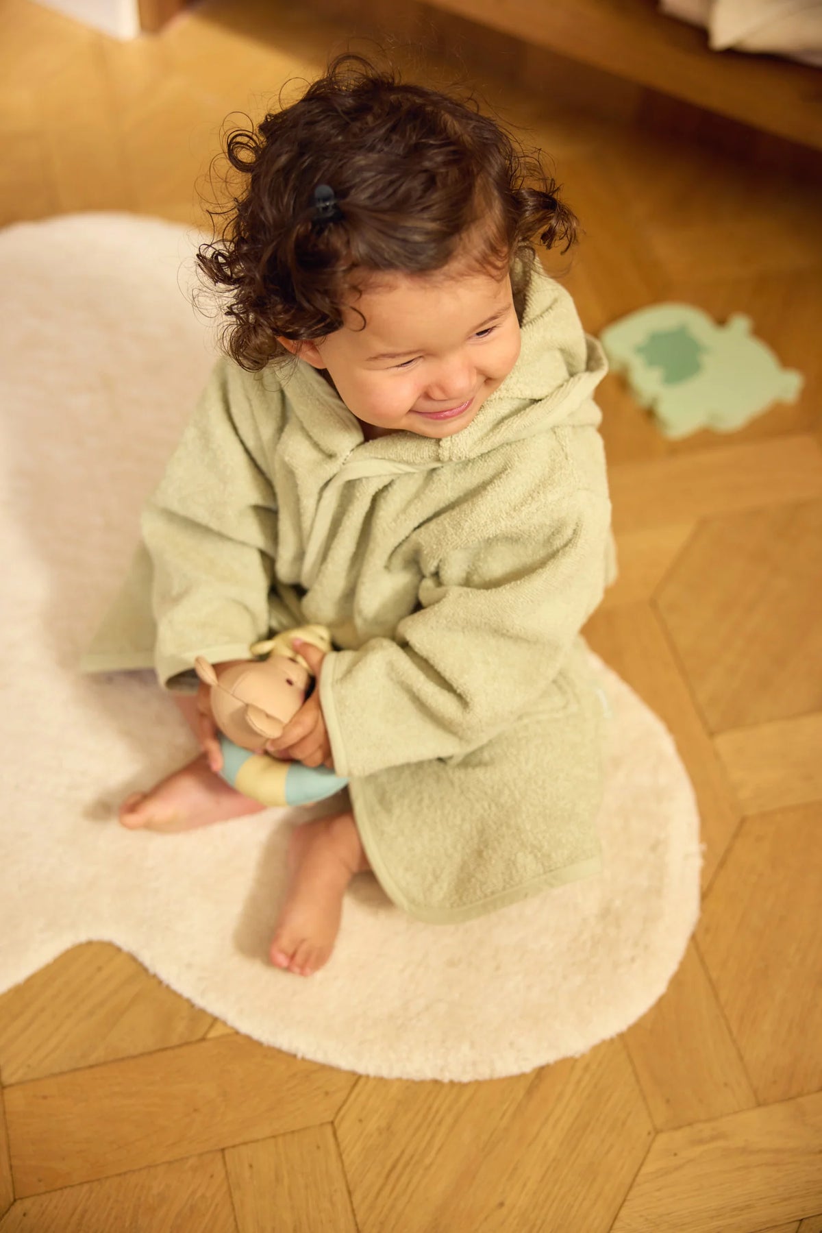 Peignoir de bain enfant en éponge – 3-4 ans Soft Matcha