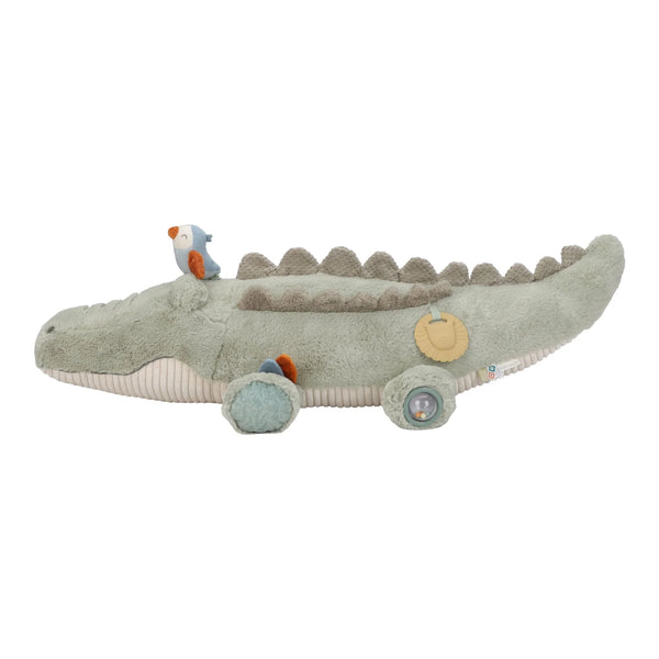 Peluche d’activités crocodile Safari Friends : un compagnon sensoriel doux pour stimuler bébé dès la naissance. LITTLE DUTCH