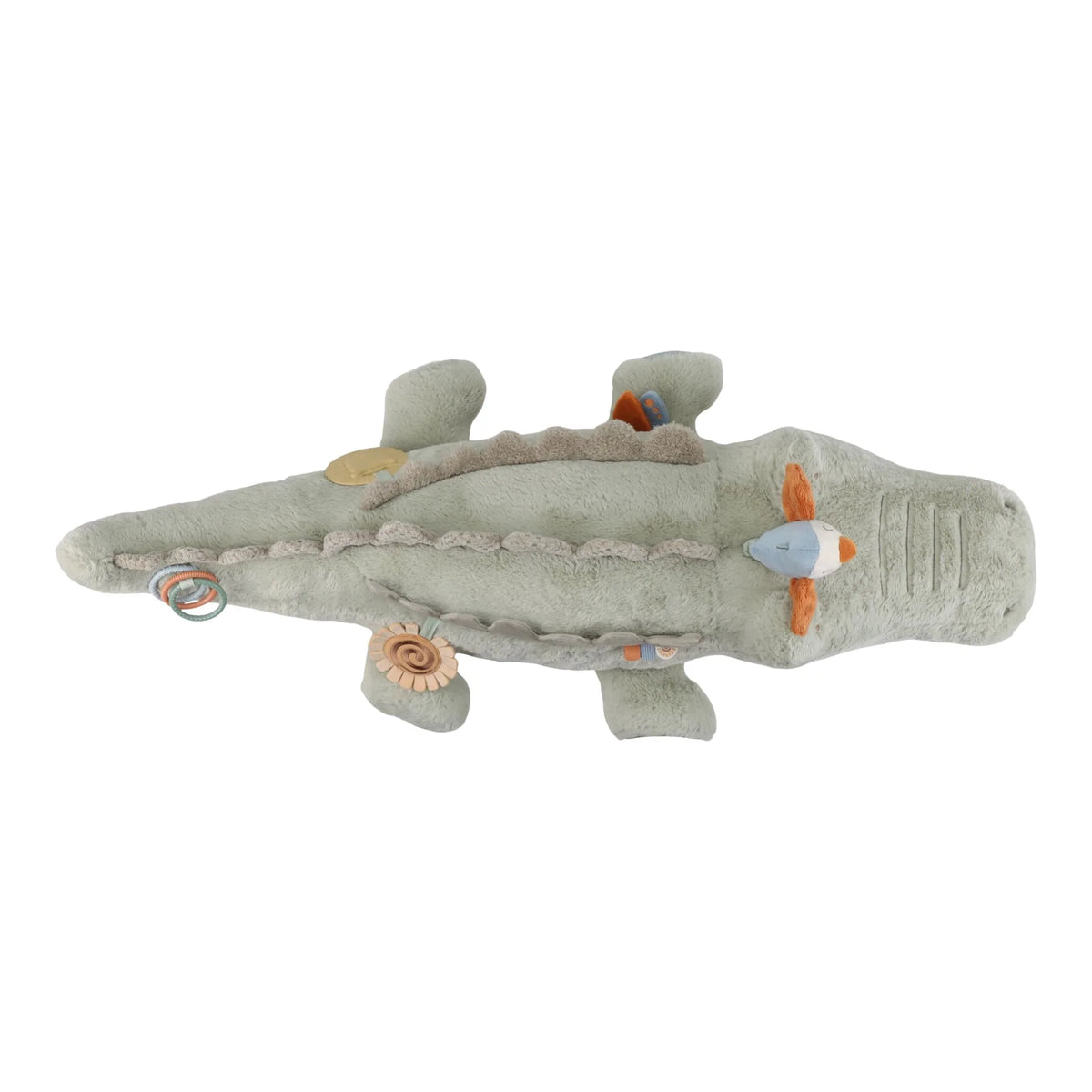Peluche d’activités crocodile Safari Friends : un compagnon sensoriel doux pour stimuler bébé dès la naissance. LITTLE DUTCH