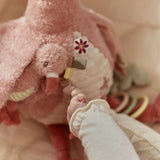 Peluche d’activités flamant rose Safari Friends avec textures, anneau de dentition et perles sonores. Idéale dès la naissance. LITTLE DUTCH