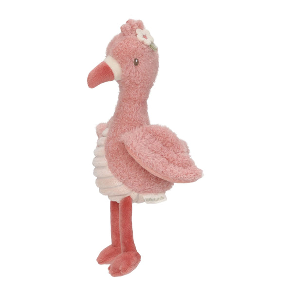 Peluche flamant rose 32 cm : un compagnon doux et sensoriel pour câliner bébé dès la naissance.