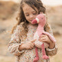 Peluche flamant rose 32 cm : un compagnon doux et sensoriel pour câliner bébé dès la naissance.