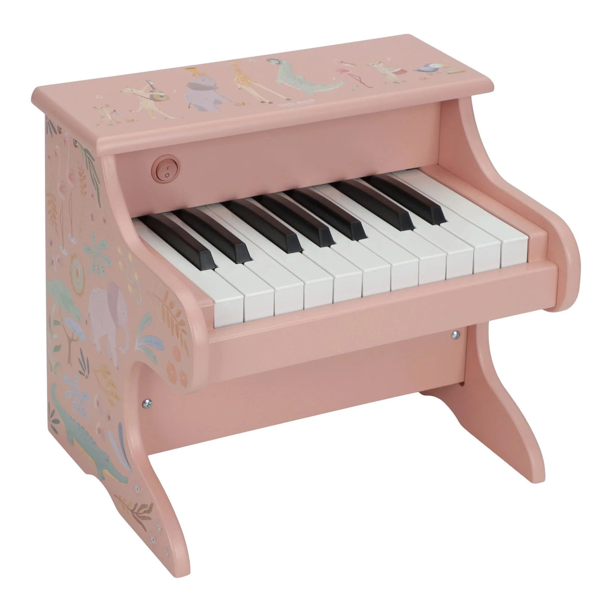 Piano en bois rose Safari Friends – premier piano enfant LITTLE DUTCH