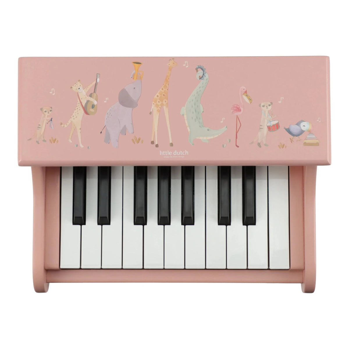 Piano en bois rose Safari Friends – premier piano enfant LITTLE DUTCH