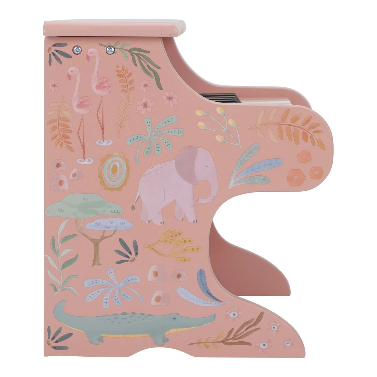 Piano en bois rose Safari Friends – premier piano enfant LITTLE DUTCH