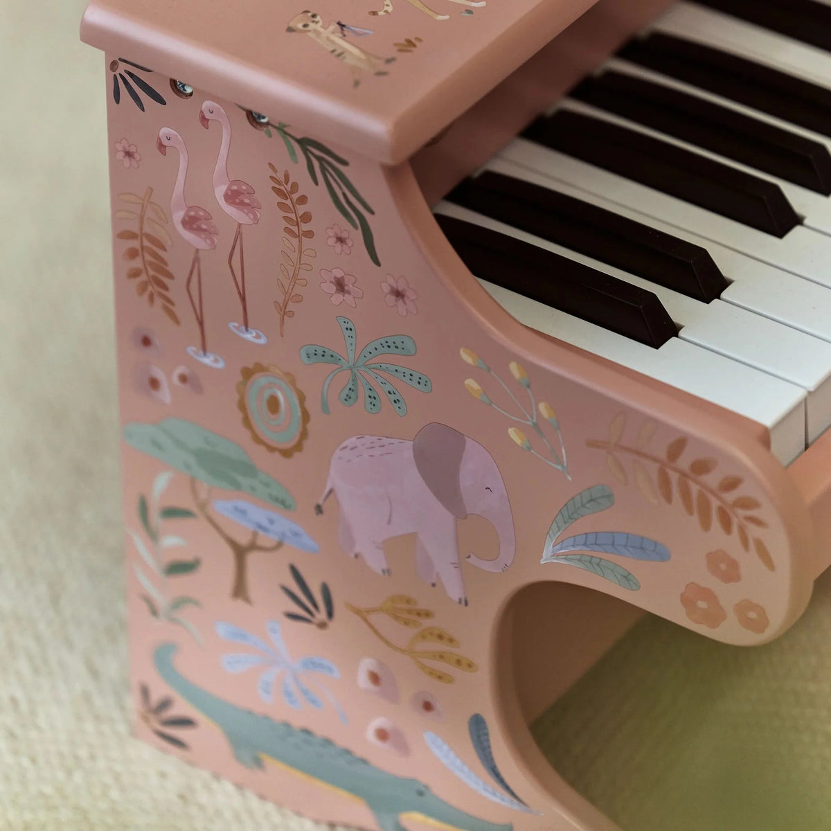 Piano en bois rose Safari Friends – premier piano enfant LITTLE DUTCH