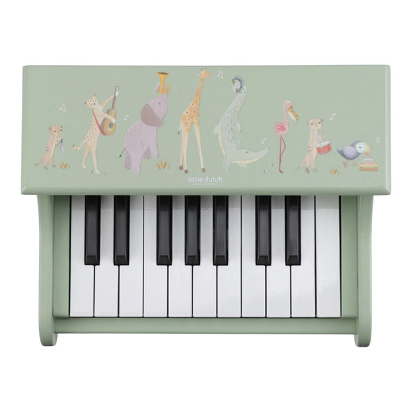 Piano en bois vert Safari Friends – premier piano enfant LITTLE DUTCH