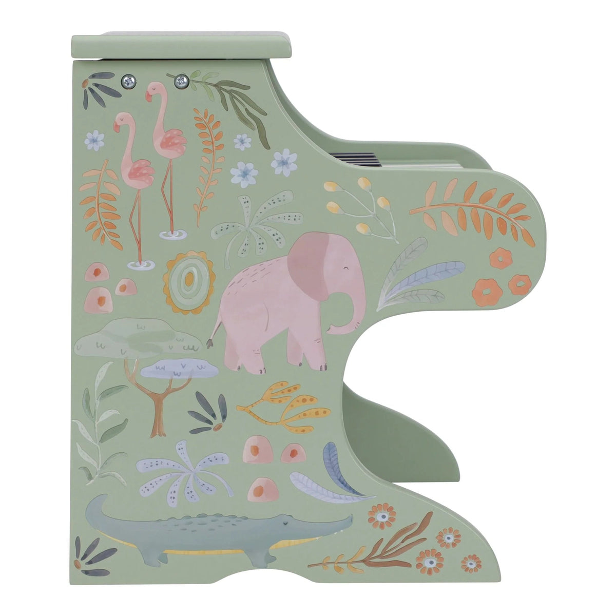 Piano en bois vert Safari Friends – premier piano enfant LITTLE DUTCH