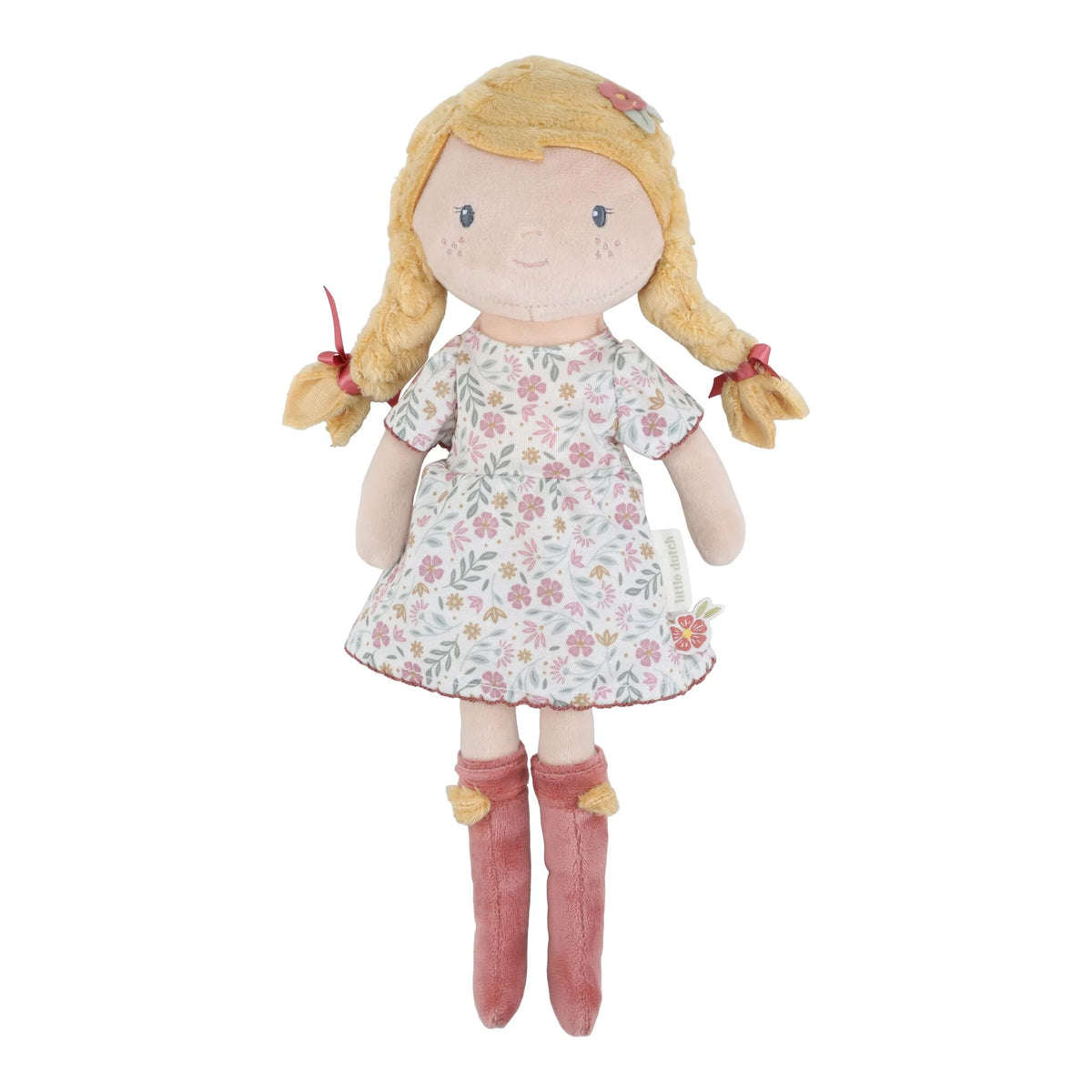 Poupée en peluche 35 cm toute douce dès 12 mois. Doudou rassurant pour câlins, jeux calmes et imagination.