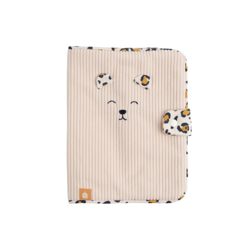 Protège carnet de santé en velours côtelé Léopard - Sauthon BB & CO