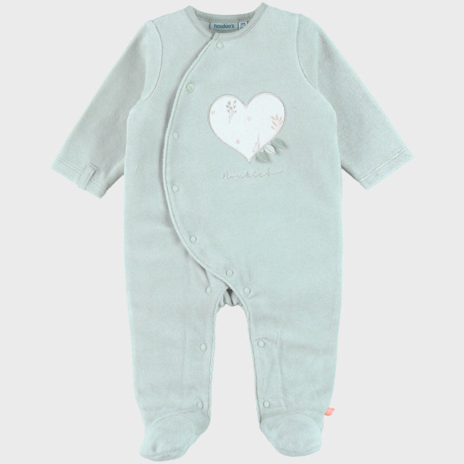 Pyjama bébé en velours brodé Cœur Fleuri NOUKIES