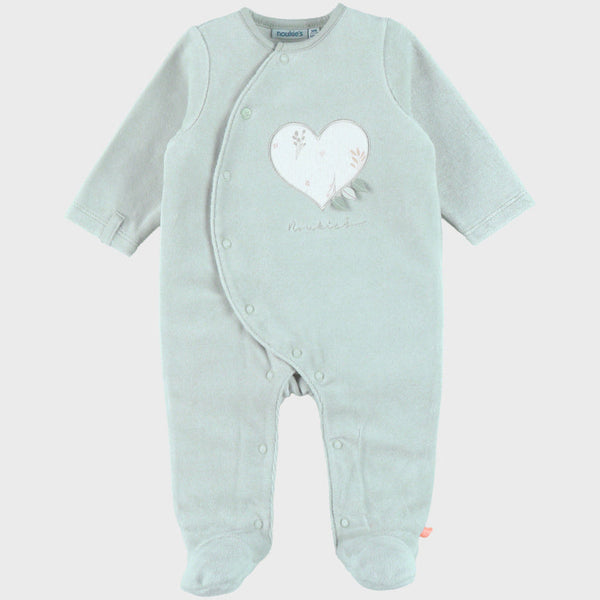 Pyjama bébé en velours brodé Cœur Fleuri NOUKIES