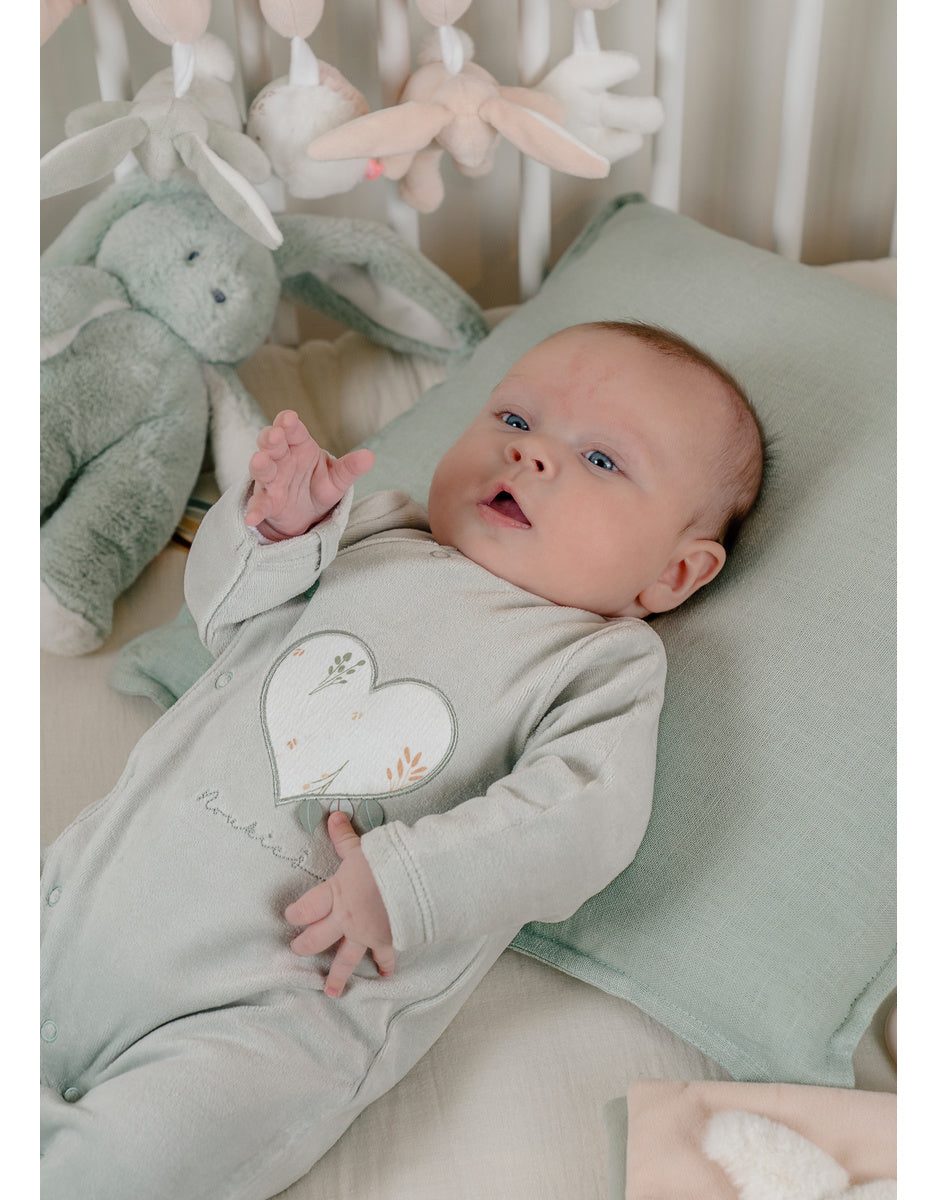 Pyjama bébé en velours brodé Cœur Fleuri NOUKIES