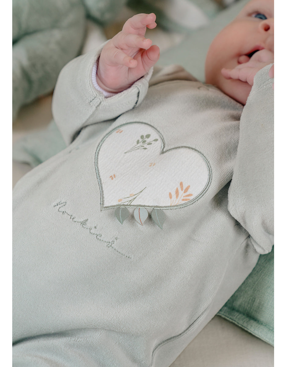 Pyjama bébé en velours brodé Cœur Fleuri NOUKIES