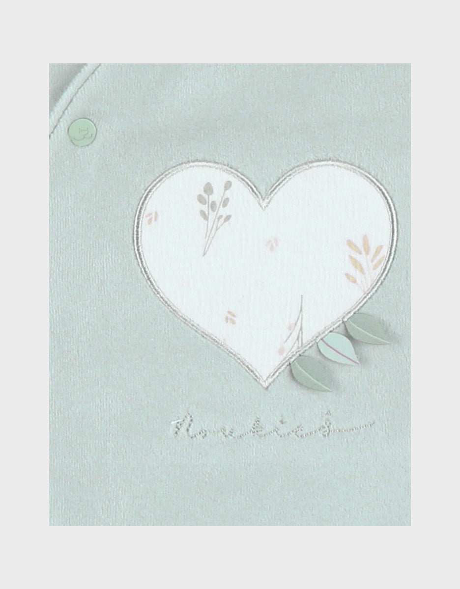 Pyjama bébé en velours brodé Cœur Fleuri NOUKIES