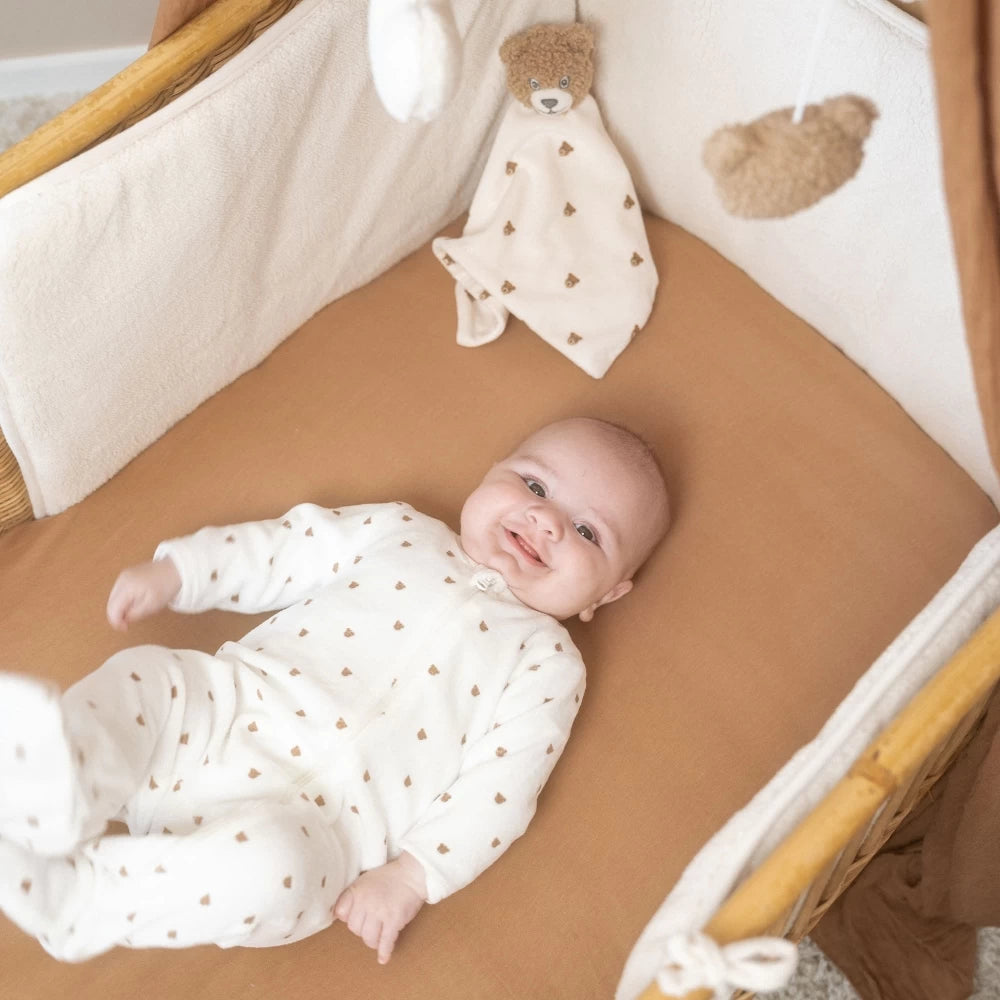 Pyjama bébé en velours – Tête d’ourson moka – Écru TROIS KILOS SEPT