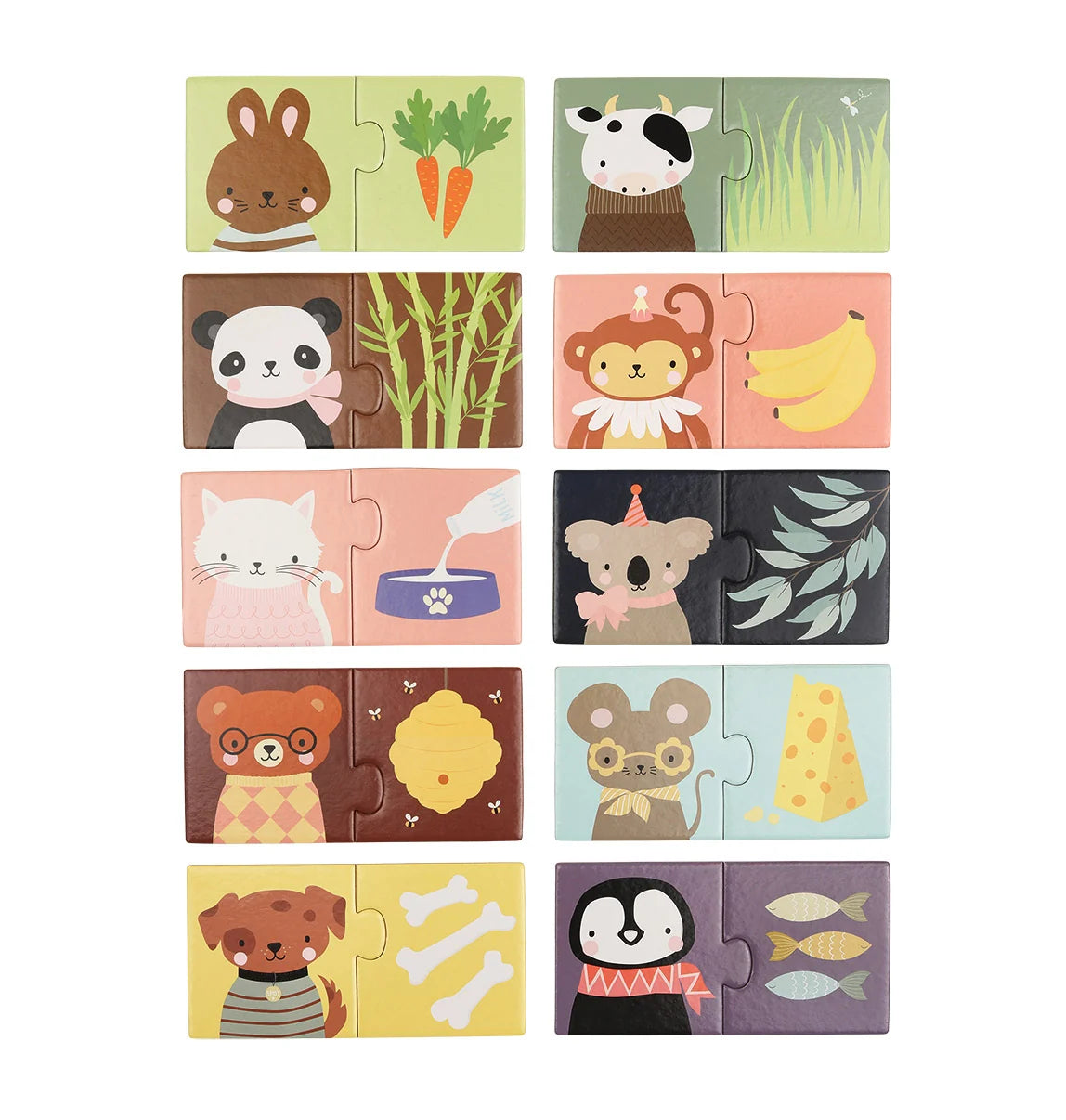 Qui mange quoi ? – Jeu d’association animaux & aliments – 10 puzzles MY LITTLE COMPANY