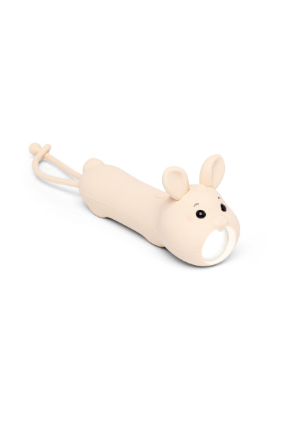 Lampe torche enfant lapin rechargeable USB-C. Lumière douce réglable idéale pour histoires du soir et explorations dès 3 ans.